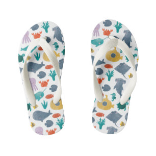 Chanclas Para Niños Patrón de animales oceánicos de color de agua suav