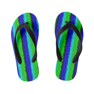 Chanclas Para Niños Patrón de arco iris 3D abstracto de azul verde