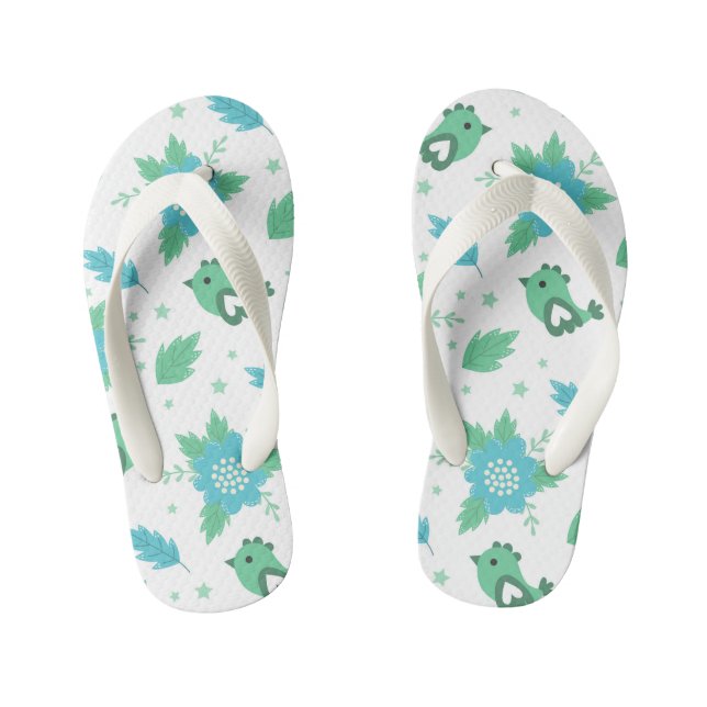 Chanclas Para Niños Patrón de aves de flores (Plantilla)