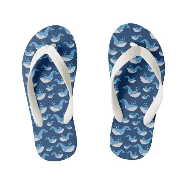 Chanclas Para Niños Patrón de ballena de océano azul profundo (Plantilla)