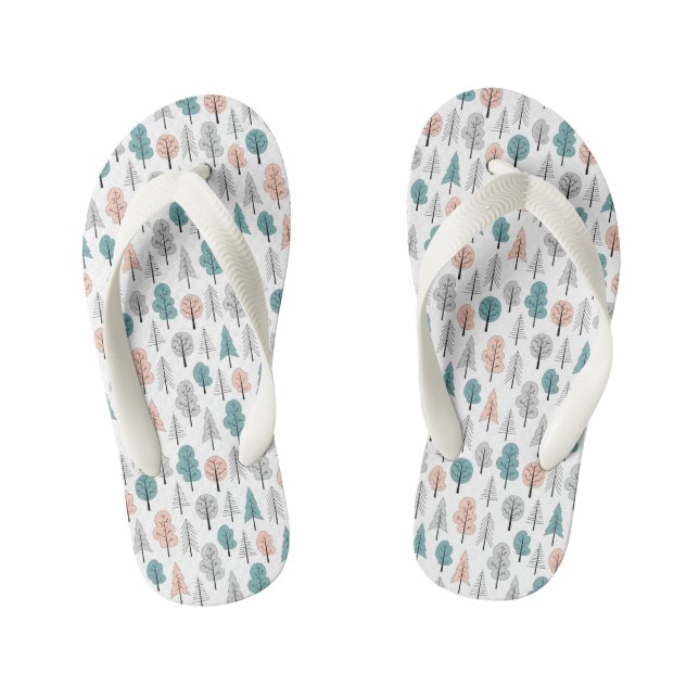 Chanclas Para Niños Patrón de bosque de Doodle Cutáneo (Plantilla)