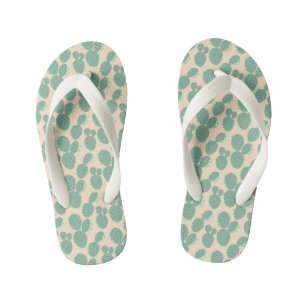 Chanclas Para Niños Patrón de cactus verde y rosa