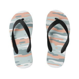 Chanclas Para Niños Patrón de camo verde, azul y Naranja