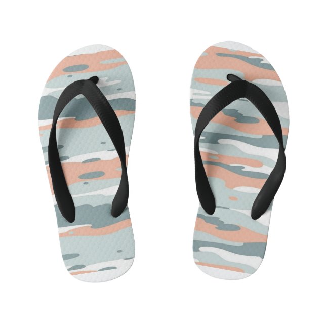 Chanclas Para Niños Patrón de camo verde, azul y Naranja (Plantilla)