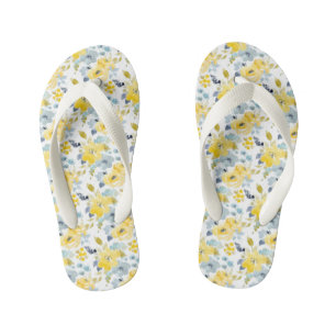 Chanclas Para Niños Patrón de color amarillo y azul
