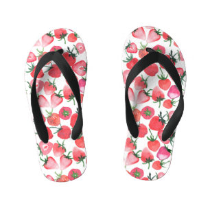 Chanclas Para Niños Patrón de color de agua Juicy Red Strawberries