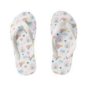 Chanclas Para Niños Patrón de corazones y nubes de arco iris
