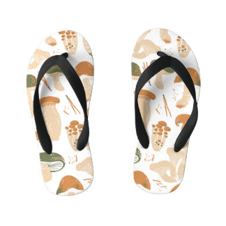 Chanclas Para Niños Patrón de cosecha de hongos comestibles Linocut