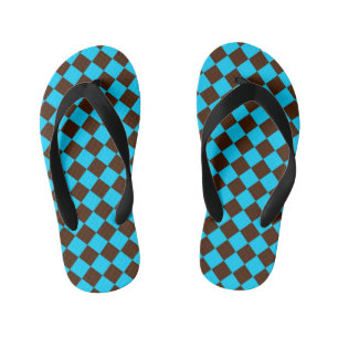 Chanclas Para Niños Patrón de cuadros de diamante azul marrón