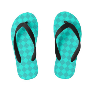 Chanclas Para Niños Patrón de diamante de cuadros verde azulado