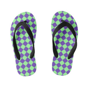 Chanclas Para Niños Patrón de diamante de cuadros verde púrpura