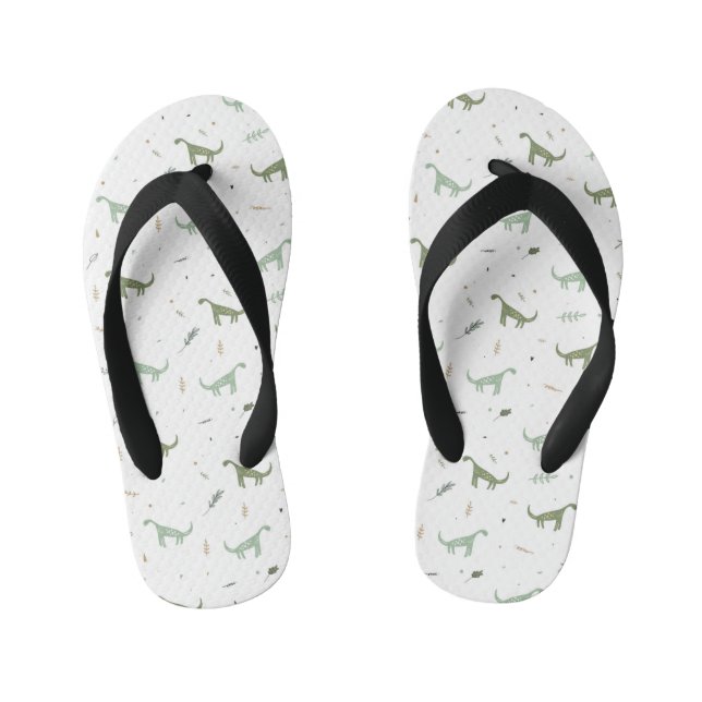 Chanclas Para Niños Patrón de dinosaurio verde lindo (Plantilla)