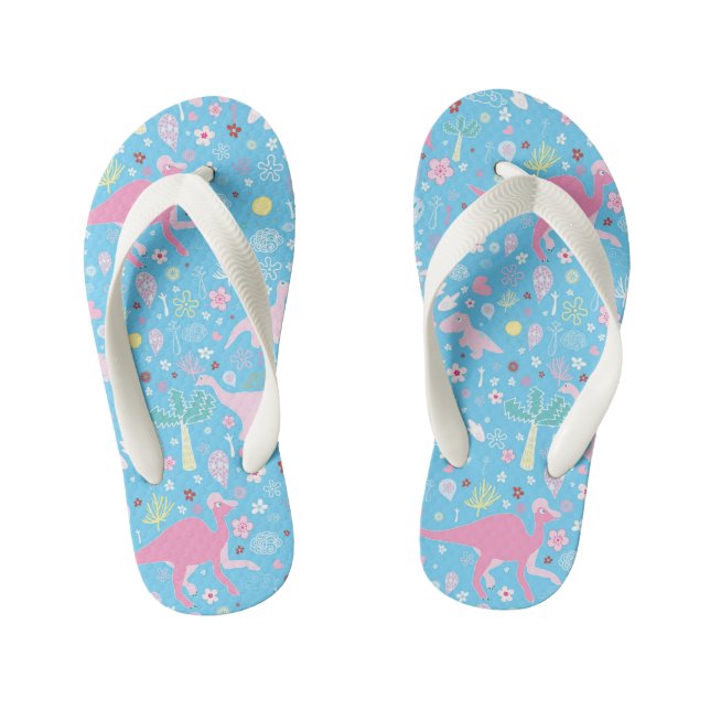 Chanclas Para Niños Patrón de dinosaurios rosa azul (Plantilla)
