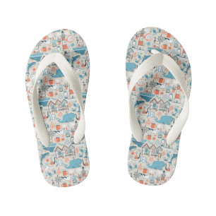 Chanclas Para Niños Patrón de Doodle Cutáneo del Mar del Norte