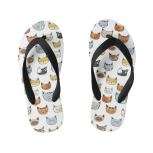 Chanclas Para Niños Patrón de doodle de cara de gato