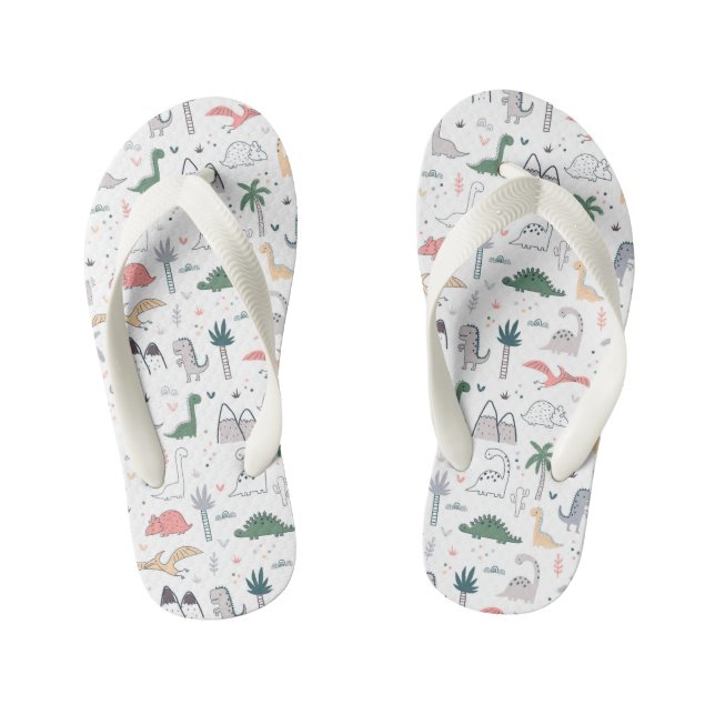 Chanclas Para Niños Patrón de escena de Dinosaurio Divertido Pastel (Plantilla)