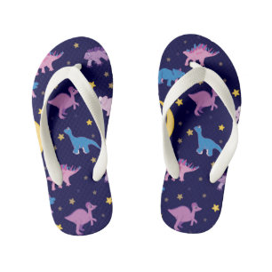 Chanclas Para Niños Patrón de estrellas y dinosaurios nocturnos