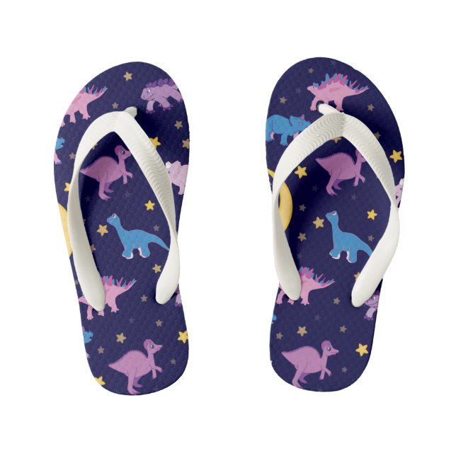 Chanclas Para Niños Patrón de estrellas y dinosaurios nocturnos (Plantilla)