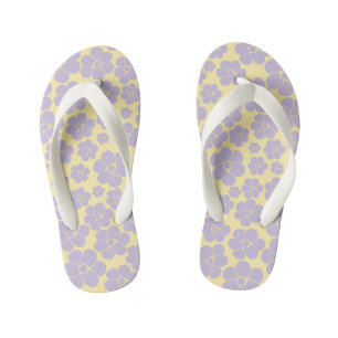 Chanclas Para Niños Patrón de flores - amarillo y púrpura pastel
