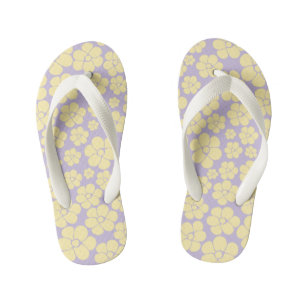Chanclas Para Niños Patrón de flores - amarillo y púrpura pastel