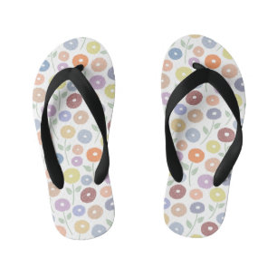 Chanclas Para Niños Patrón de flores difusas Pasteles sobre blanco