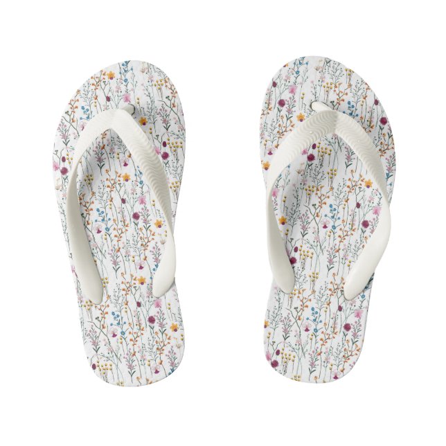 Chanclas Para Niños Patrón de flores silvestres de verano (Plantilla)