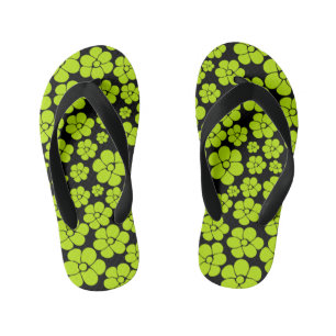 Chanclas Para Niños Patrón de flores - Verde animado