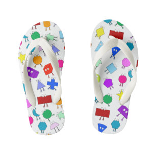 Chanclas Para Niños Patrón de formas geométricas 2D y 3D coloridas par