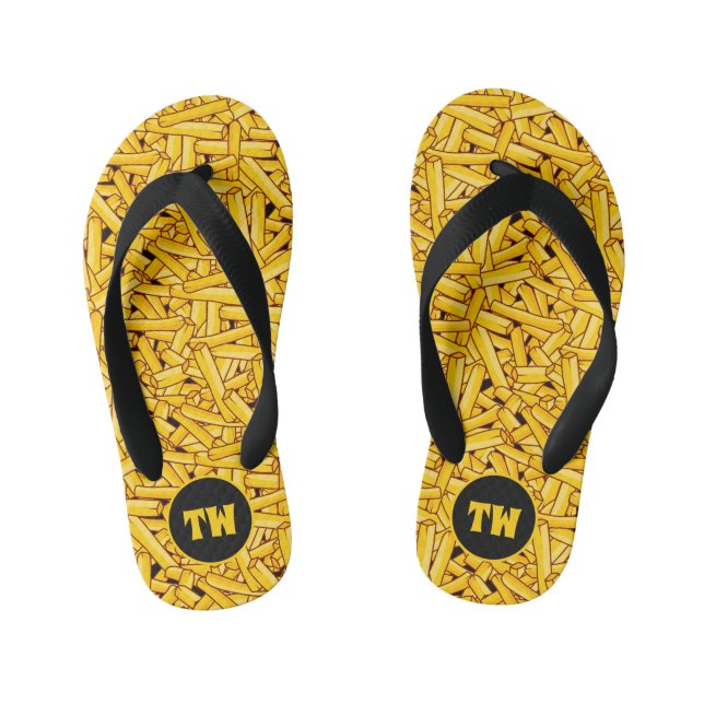Chanclas Para Niños Patrón de Fries franceses divertidos personalizado (Plantilla)