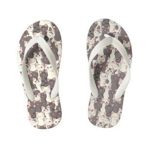 Chanclas Para Niños Patrón de gatos blancos y grises