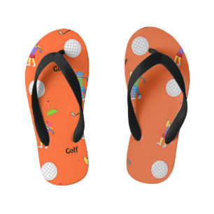 Chanclas Para Niños Patrón de golf en naranja