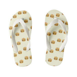 Chanclas Para Niños Patrón de hamburguesas de kawaii lindo sobre crema