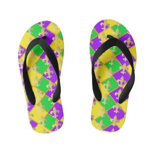 Chanclas Para Niños Patrón de Harlequin del Mardi Gras de color púrpur