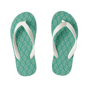 Chanclas Para Niños Patrón de hoja verde estilizado
