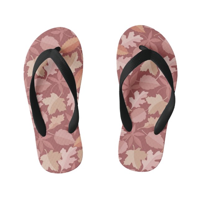 Chanclas Para Niños Patrón de hojas de Marsala (Plantilla)