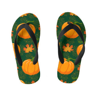 Chanclas Para Niños Patrón de hojas otoñales de calabaza naranja