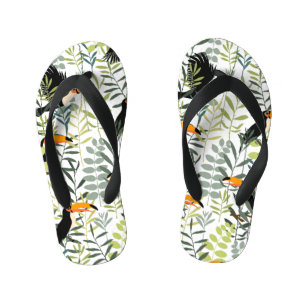 Chanclas Para Niños Patrón de hojas verdes de los turistas de época