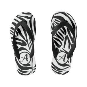Chanclas Para Niños Patrón de impresión de cebra en blanco y negro atr