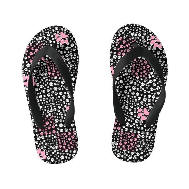 Chanclas Para Niños Patrón de impresión de hojas NS 01b. Black BG (Plantilla)
