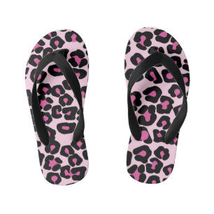 Chanclas Para Niños Patrón de impresión de leopardo rosa y negro