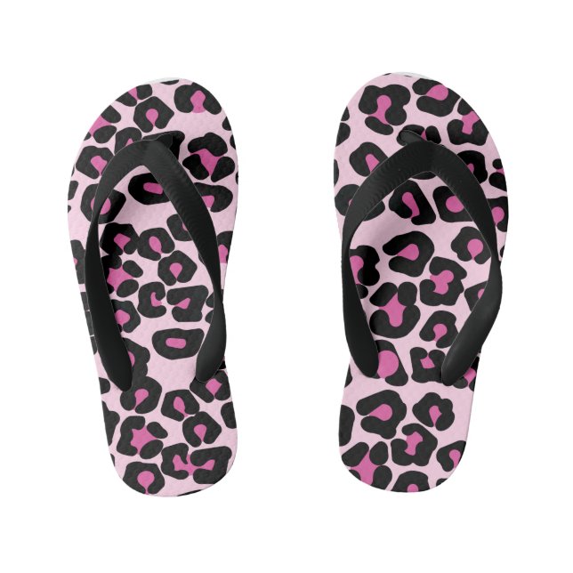 Chanclas Para Niños Patrón de impresión de leopardo rosa y negro (Plantilla)