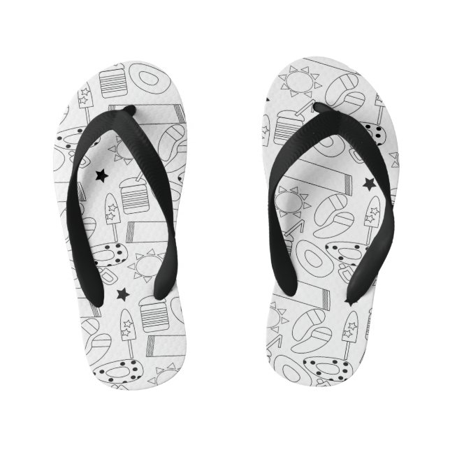 Chanclas Para Niños Patrón de líneas generales del tema de la playa de (Plantilla)