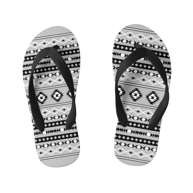 Chanclas Para Niños Patrón de motivos mixtos azteca blanco y negro gri (Plantilla)