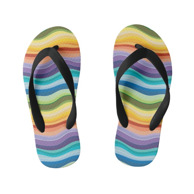 Chanclas Para Niños Patrón de ondas multicolores 2 (Plantilla)