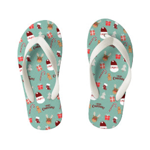 Chanclas Para Niños Patrón de pan de canto de canto de reno de Santa