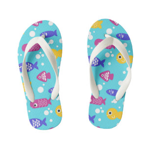 Chanclas Para Niños Patrón de peces de dibujos animados brillantes y c
