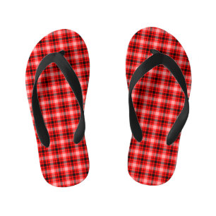 Chanclas Para Niños Patrón de plaquetas tartán negro rojo controlado