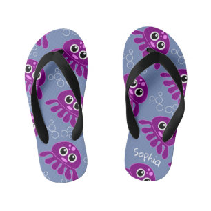 Chanclas Para Niños Patrón de pulpo morado personalizado