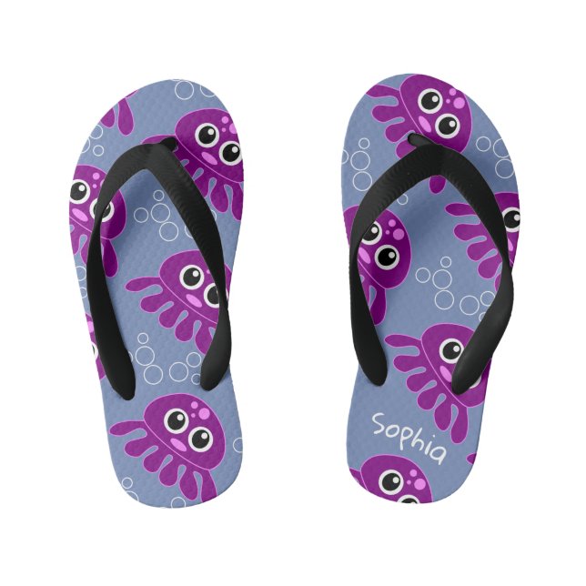Chanclas Para Niños Patrón de pulpo morado personalizado (Plantilla)