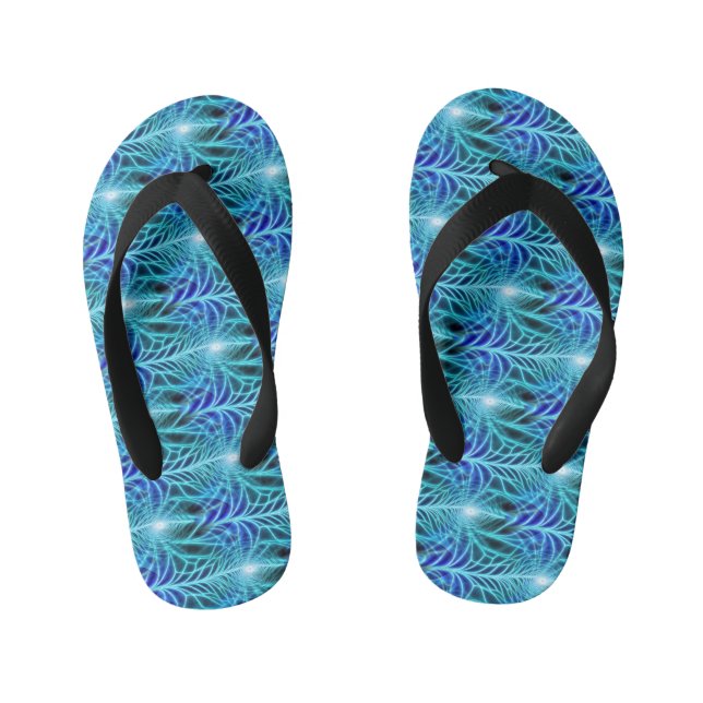 Chanclas Para Niños Patrón de repetición de fractal luminoso azul eléc (Plantilla)